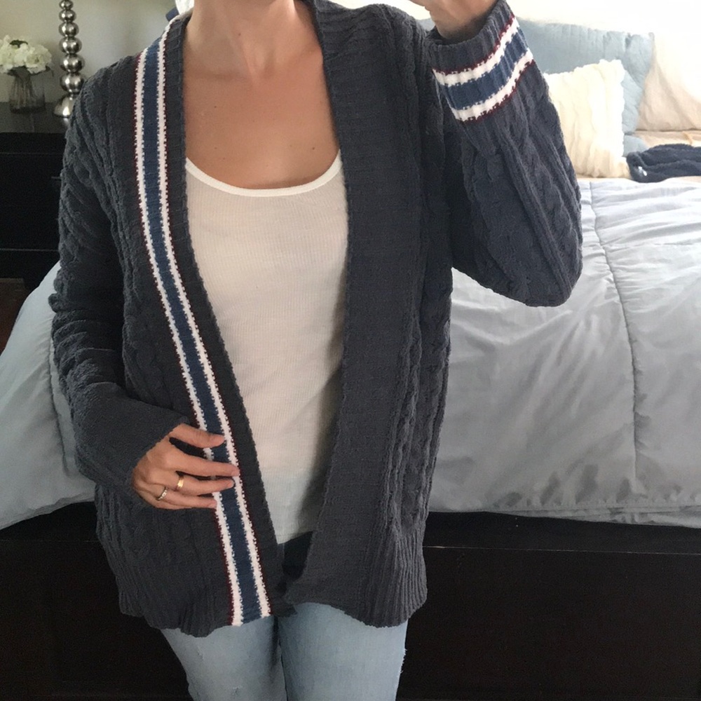 LAST1️⃣Varsity Chenille Charcoal Cardigan - Picture 2 of 8